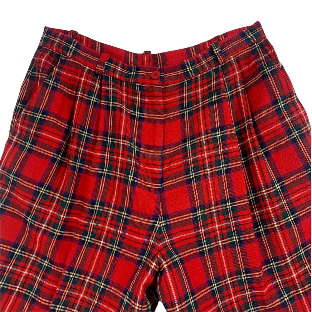 Vintage 100% Wool Red Plaid Shorts- Made in the USA by Talbots Petites - Picture 2 of 13